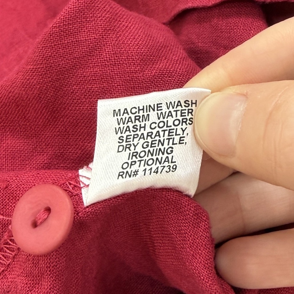 Flax 100% Linen Top Womens L Raspberry Lagenlook Boxy Lagom Coastal Oversized - Picture 14 of 14